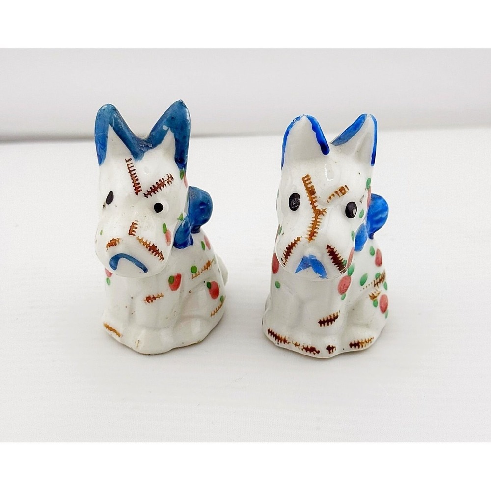 Vintage Japanese ceramic Scotty dog salt & pepper shakers